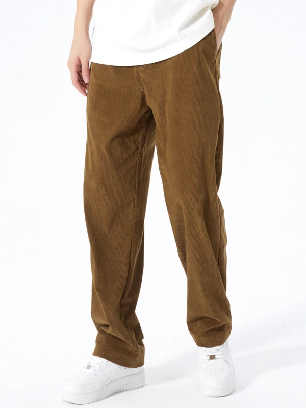 

Men's Corduroy Pants Spring New Sle Trendy Brand Large Size Stripe Velvet Loose Casual American Retro Straight Leg Long Tro...