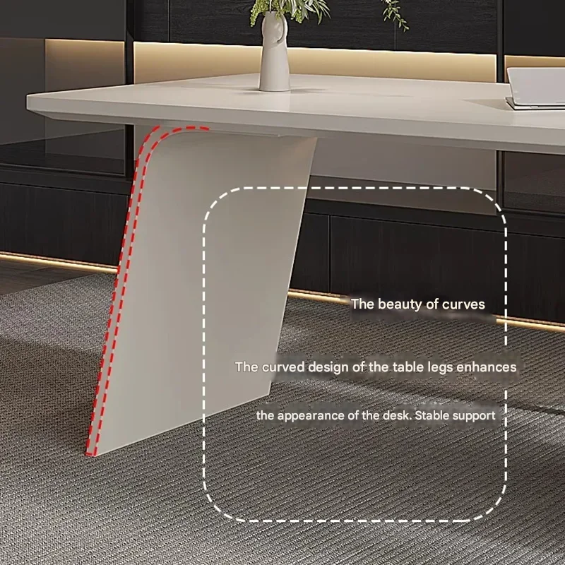 โต๊ะทำงานดีไซน์ทันสมัยสีขาว พร้อมเก้าอี้เก็บของ โต๊ะทำงานแบบยืนสำหรับผู้บริหาร โต๊ะคอมพิวเตอร์สำหรับห้องนอน เฟอร์นิเจอร์สำนักงาน/บ้าน