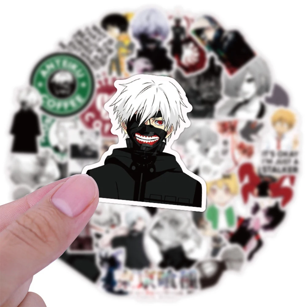 10/30/50pcs Tokyo Ghoul Stickers Cool Kaneki Ken Anime Sticker Waterproof Car Suitcase Notebook Skateboard Touka Rize Decal Toy