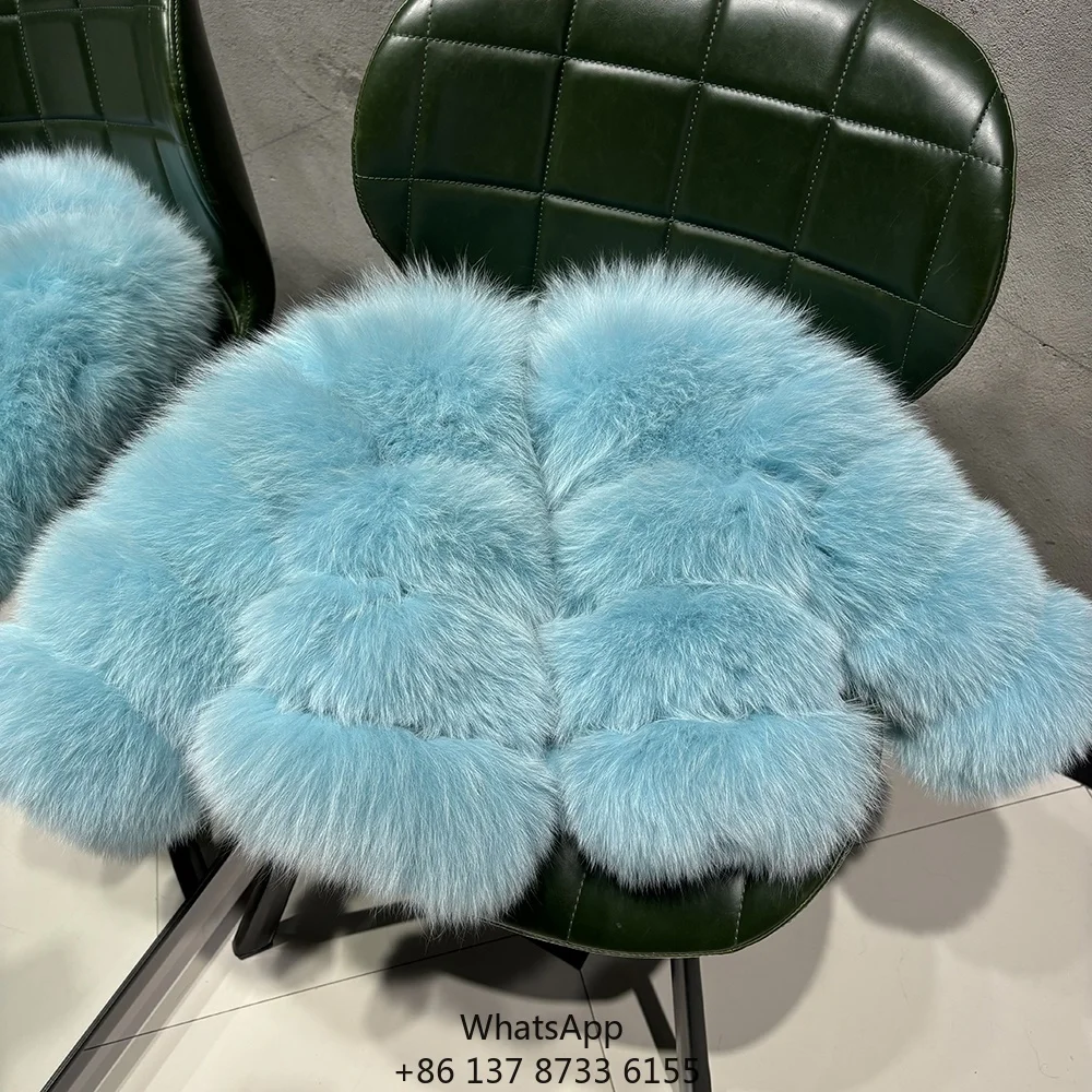 

Зимние теплые пушистые детские шубы из натурального меха синей лисы 2024 года, детская шуба из меха синей лисы