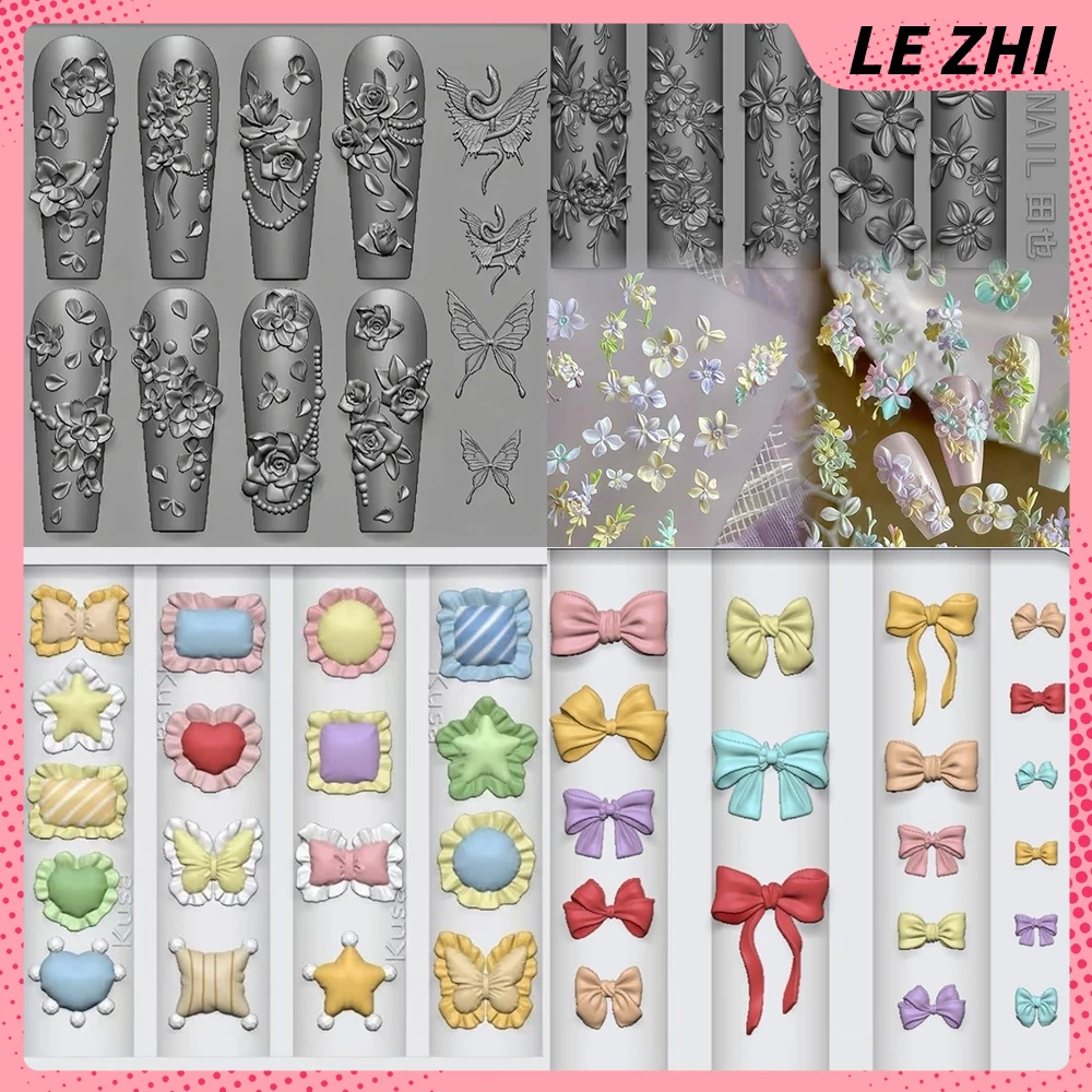 

Sweet Lovely Diy Design Nail Art Silicone Mould Decoration Bowknot Flower Butterfly Throw Pillow Lock Nail Mould Party Sticker