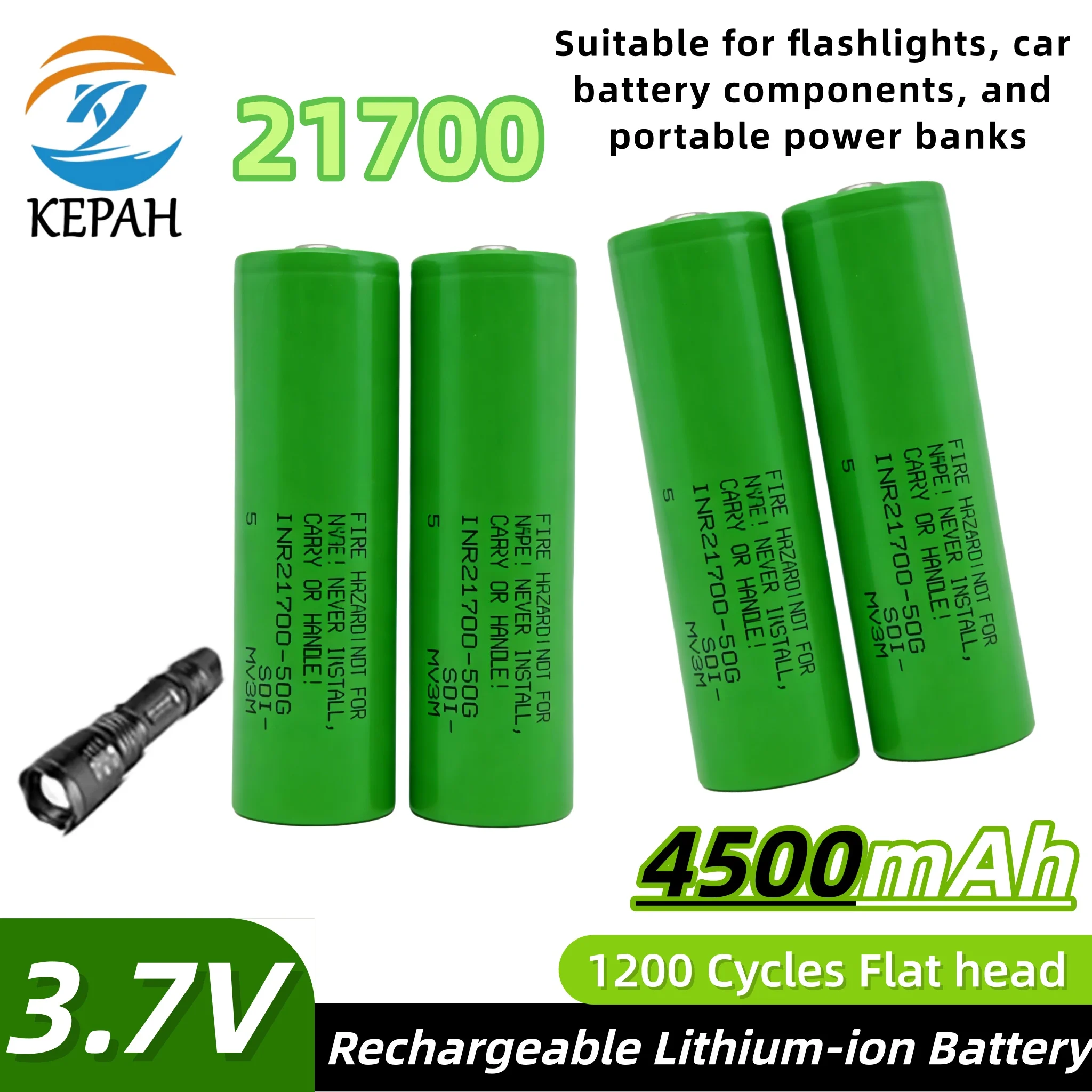 

Литий-ионный аккумулятор 3.7V 21700-50G с плоским контактом, 4500 мАч, для фонарей, портативных зарядных устройств, автомобильных систем