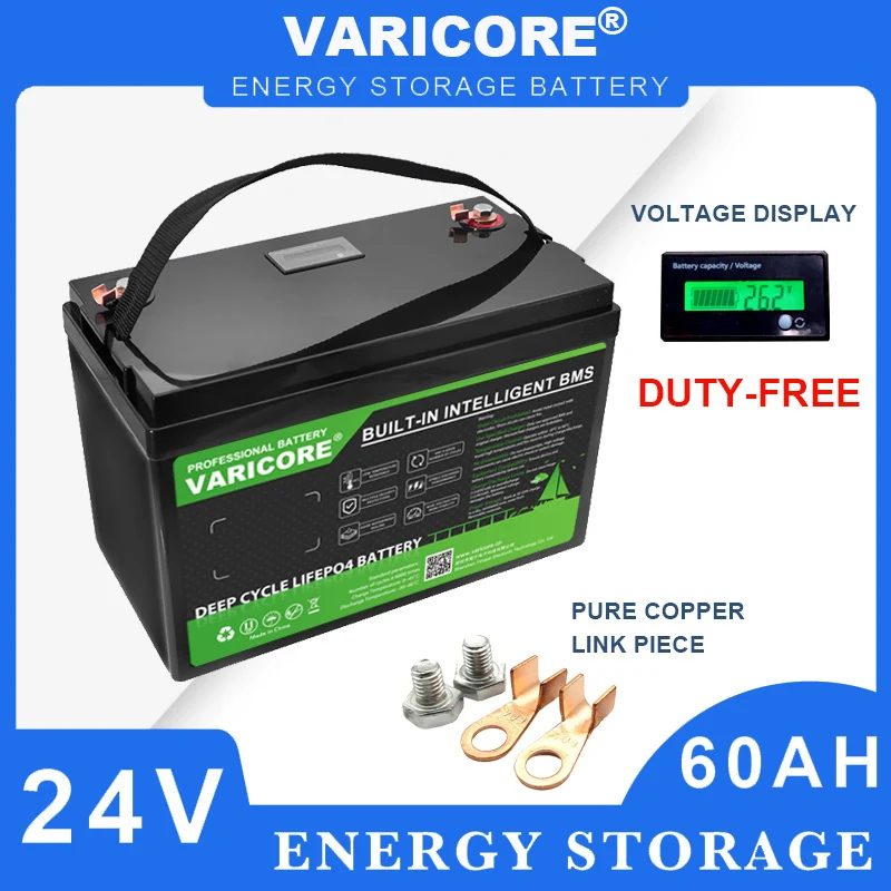 VariCore 24 فولت 60 أمبير LiFePO4 بطارية 8s ليثيوم فوسفات الحديد مع BMS لقارب سيارة أخف عربة جولف على الطرق الوعرة خالية من الضرائب