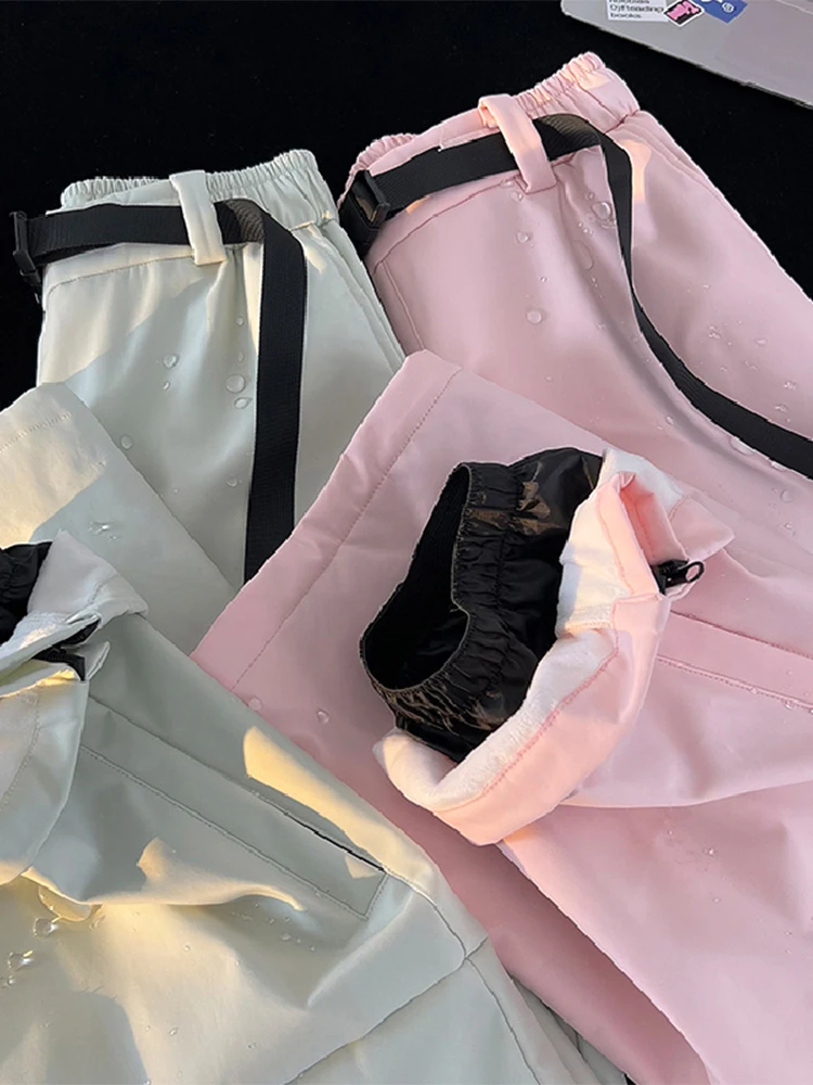 

Waterproof Snow Ski Pants Men's Cold Resistant Outdoor Pink Trousers Harbin Ski Suit Dopane Sle Casual Pants for Teens