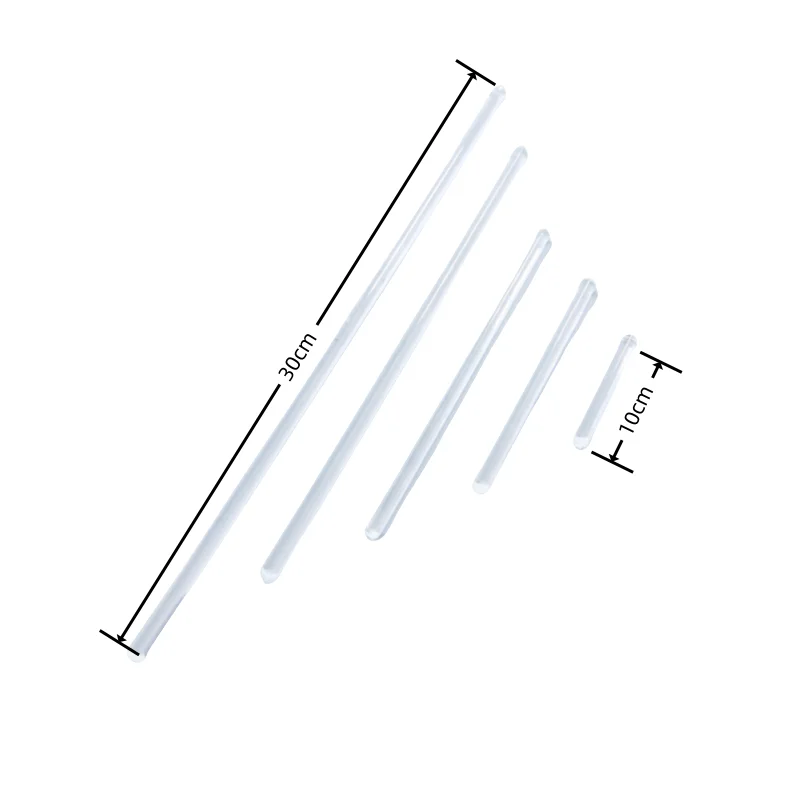 Massiver dicker Rührstab aus Glas mit rundem Kopf