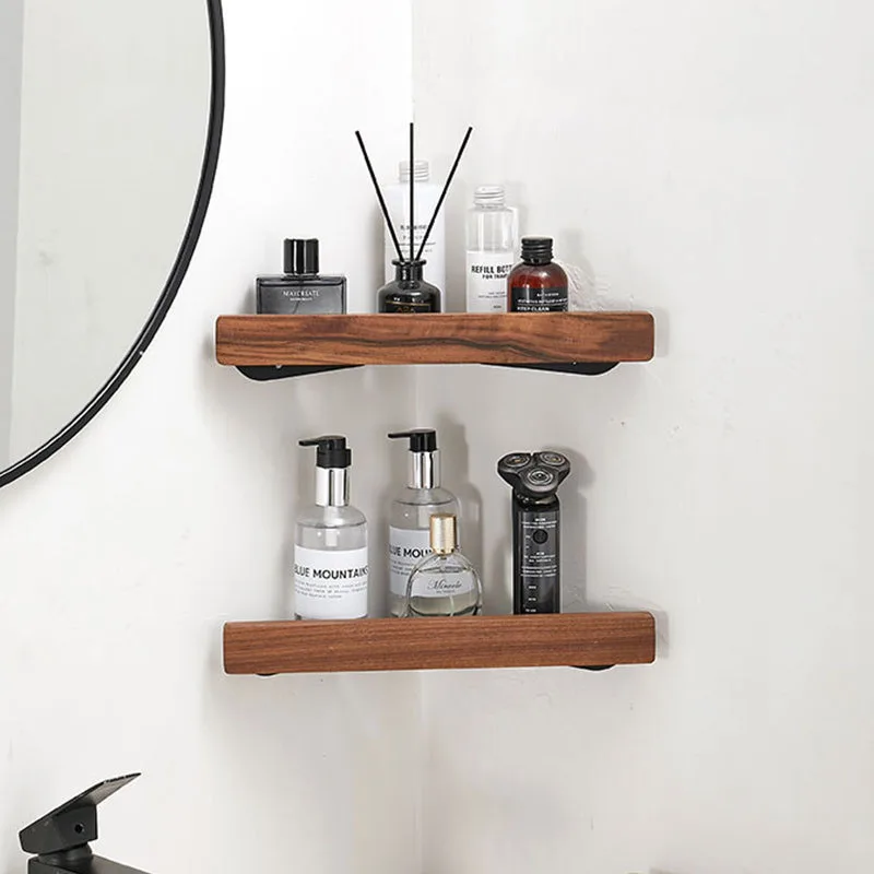 Wooden Bathroom Triangle Shelving Wall mounted Bathroom Shower Storage Rack Black/White Aluminum Corner Rack Bathroom Shelf