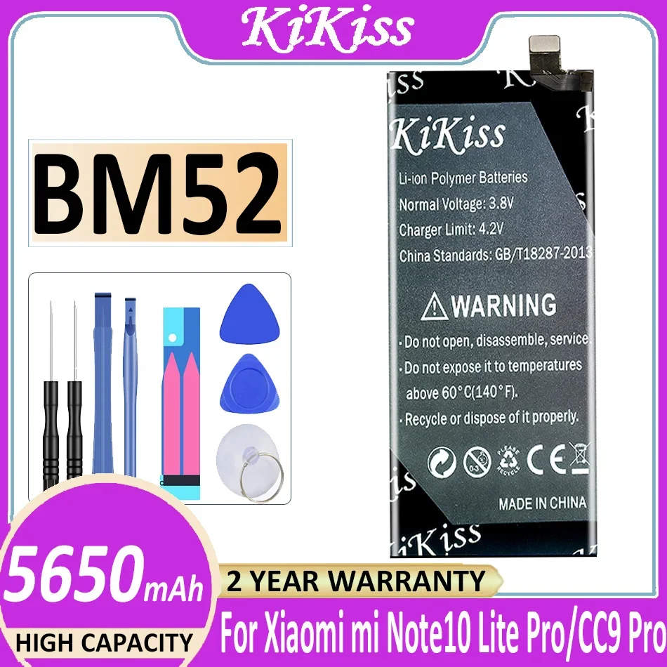 

KiKiss Battery BM52 5650mAh For Xiaomi Mi Note 10 Note10 Lite 10Lite/Mi Note 10 Note10 Pro 10Pro/CC9pro CC9 Pro Bateria