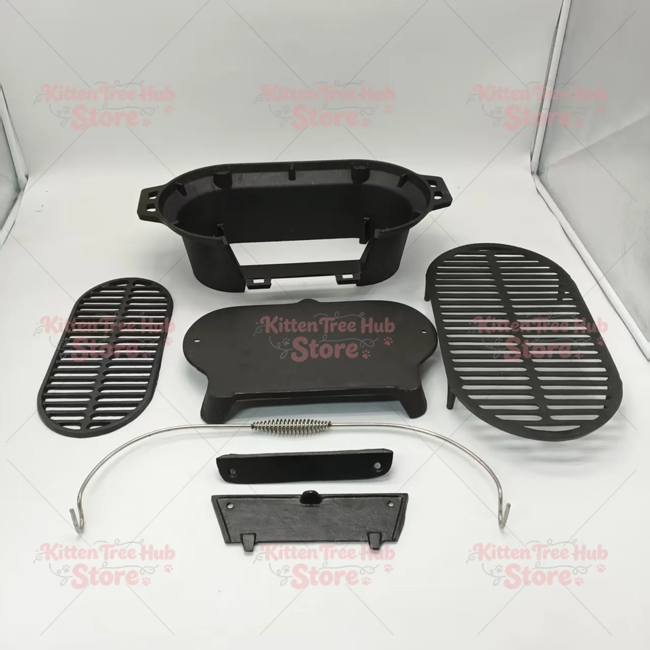 Cast Iron Grill: Uncoated Charcoal Grill with Grill Rack, Thickened Construction, for Simmering Tea Around the Grill
