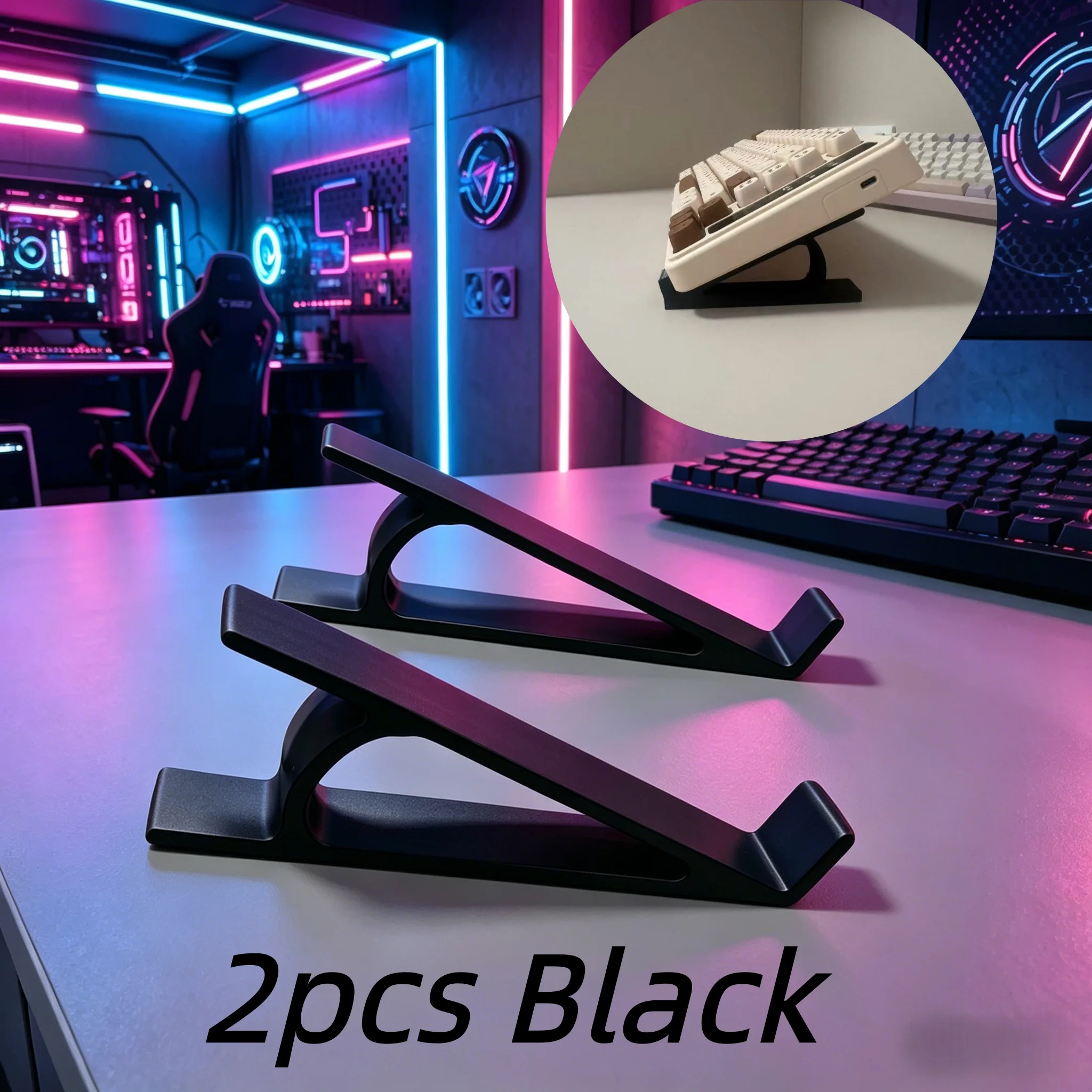 2Pcs Ergonomic Keyboard Riser Stand Universal Desktop Gaming Support Holder