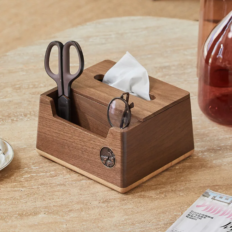 

Living room tissue box solid wood black walnut storage box