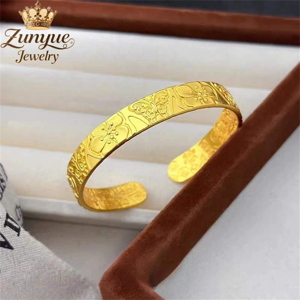 

High-End Sand Gold Butterfly Plum Blossom Bracelet Luxury Quality Jewelry Handicraft Fashion Jewelry Exquisite Popular Charms