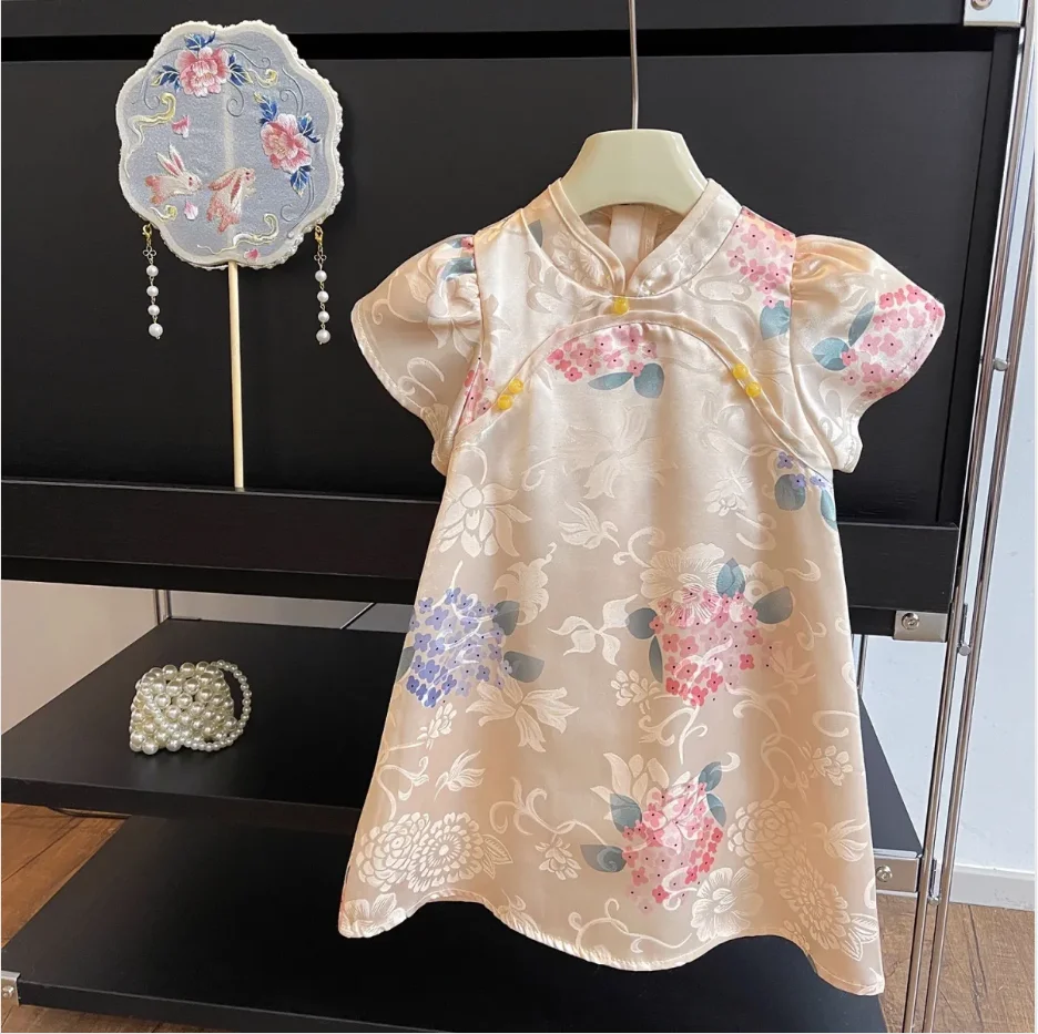 

Girls' Dress Summer Cheongsam New Baby Retro Chinese Children's Short sleeved Princess Dress