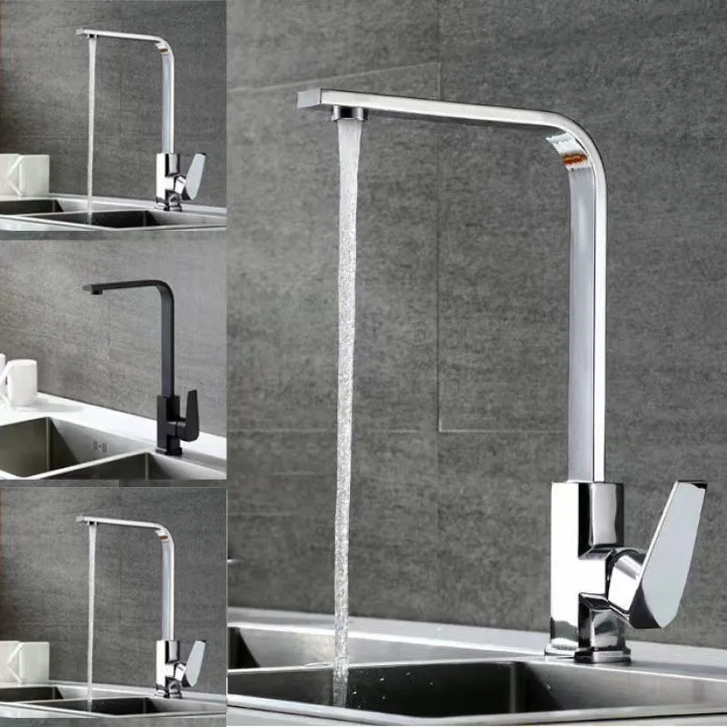 

New Zinc Alloy Single Handle Faucet Deck Mounted Bathroom Basin Kitchen Sink Tap Modern Home Hotel Hot Cold Water Mixer Faucet