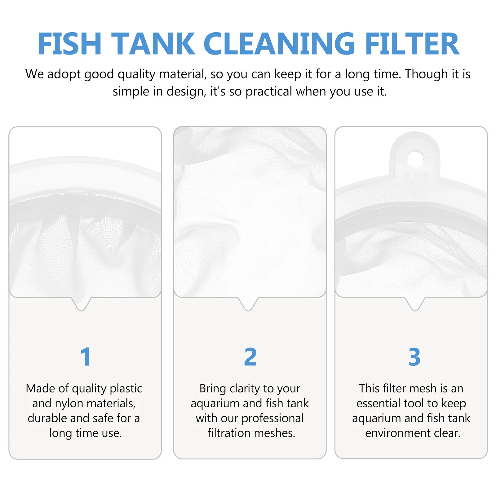 

2Pcs Nylon Filter Mesh Aquarium Filter Fish Tank Cleaner Food Grade Strainer Milk Filtering Tool Cleaning Supplies White