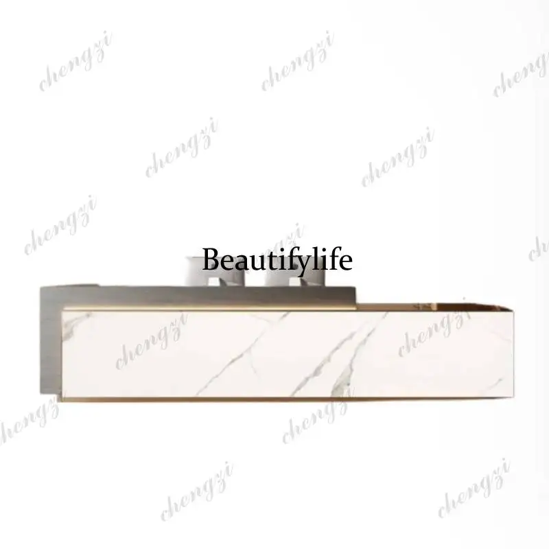 PPP  White Silver Reception Desks Vintage Boutique Modern Luxury Reception Desks Classic Drawers