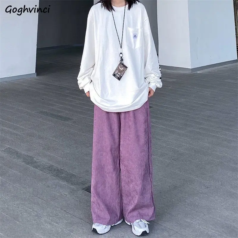 

Pants Womens Solid Young Couple Loose Big Pockets Harajuku 2020 Autumn New Arrival Straight Trousers Full Length Casual Chic Ins