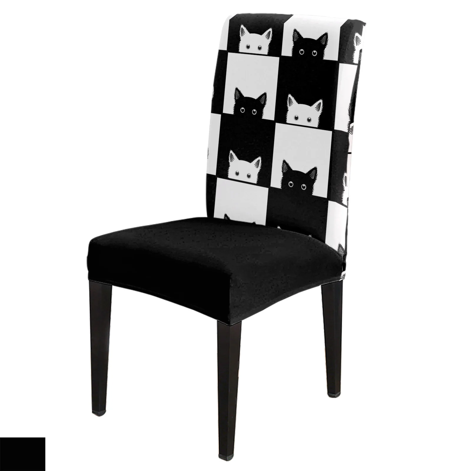 

Geometic Black White Plaid Cat Dining Chair Cover 4/6/8PCS Spandex Elastic Chair Slipcover Case for Wedding Home Dining Room