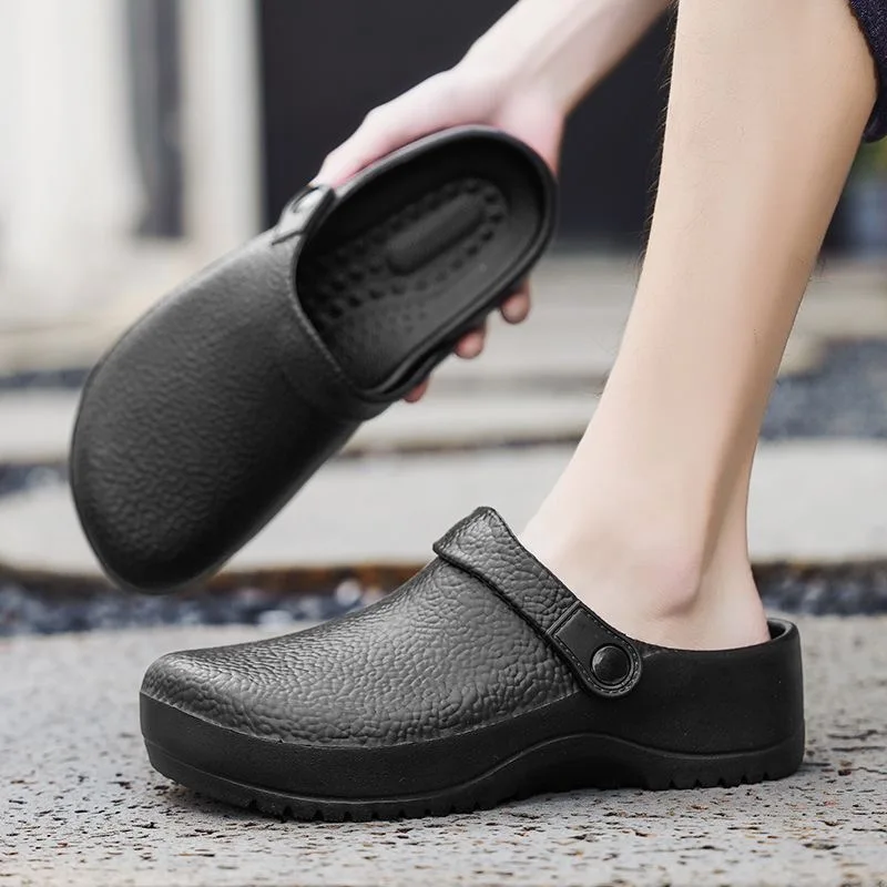 Fashionable Unisex Solid Color Shoes for the Food Industry, Comfortable, Lightweight, Durable, Waterproof, Suitable for Kitchens and Hospitals, Casual Soft Slip-On Flat Shoes