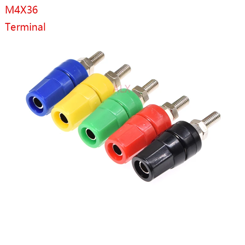 5pcs M4X36 Pure Copper Terminal 4mm Banana Jack Socket 20A Binding Post Banana Plug Connector