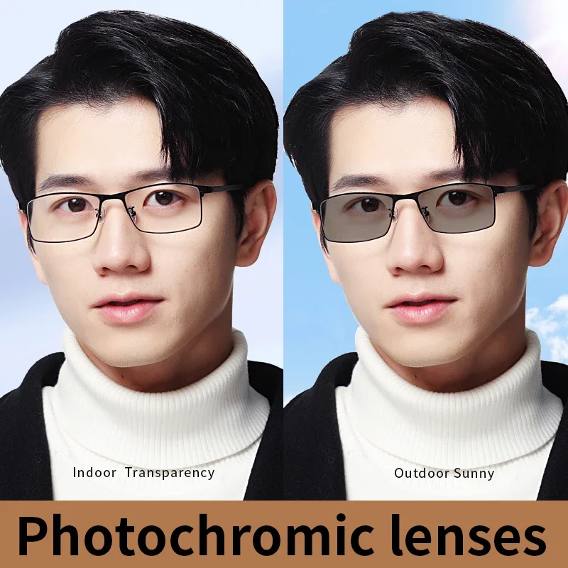 Photochromic Sunglasses Reading Glasses for Men, Tinted Presbyopic Eyeglasses, Change Grey Sunny,Magnifying glasses