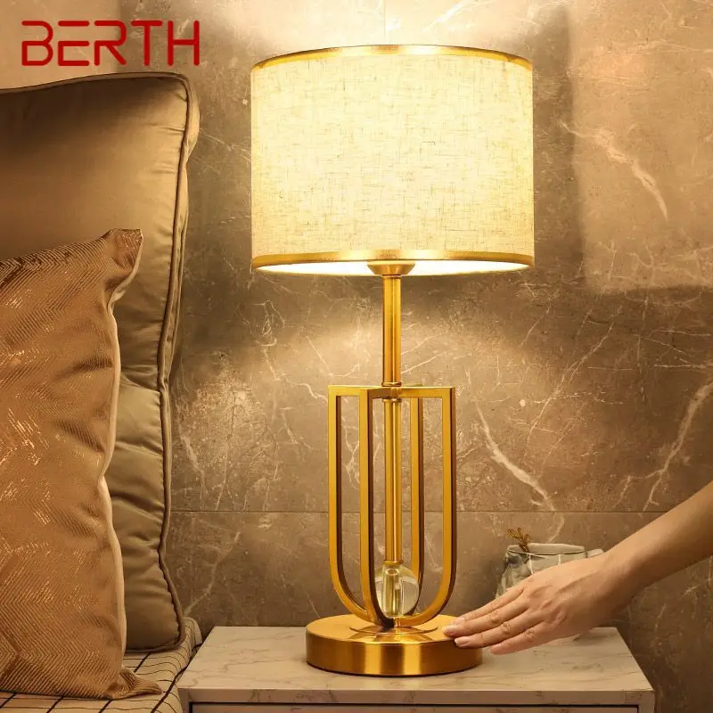 BERTH Modern Touch Dimming Table Lamp Vintage LED Creative Crystal Simple Desk Lights for Home Living Room Bedroom