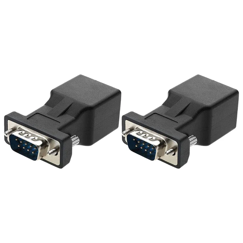 

2 Pack VGA Extender Male To RJ45 CAT5 CAT6 20M Network Cable Adapter COM Port To LAN Ethernet Port Converter