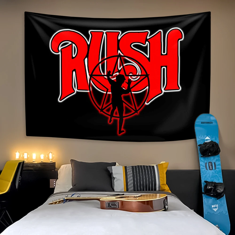 Rock And Roll Music Tapestry Rush Band Home Decor Aesthetics Wall Hanging Dormitory Concert Background Cloth Birthday Gift