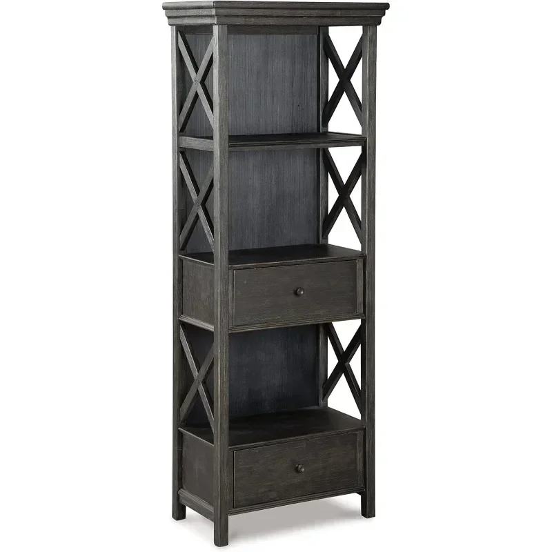 Tyler Creek Farmhouse Display Cabinet or Bookcase with Drawers, living room cabinets easy to assemble