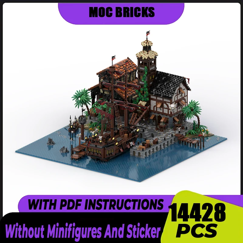 City Street View Moc Building Blocks Military Pirate Warship City Technical Bricks DIY Assembly Construction Toys  Holiday Gifts