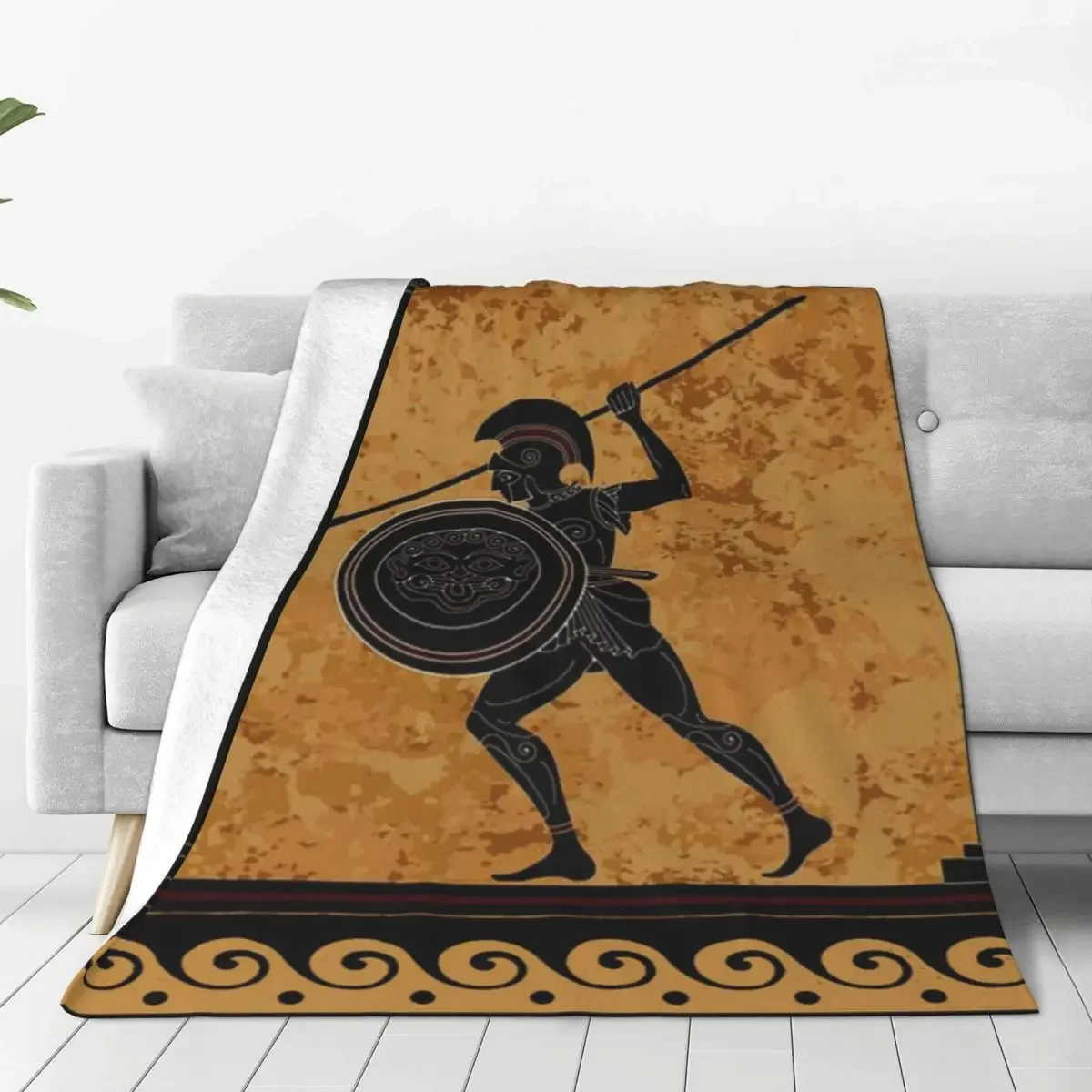 Warm Blankets Travel GREEK Ancient 470 B.C. Frieze Of A Soldier Throw Blanket Vintage Flannel Bedspread Chair Sofa Bed Cover