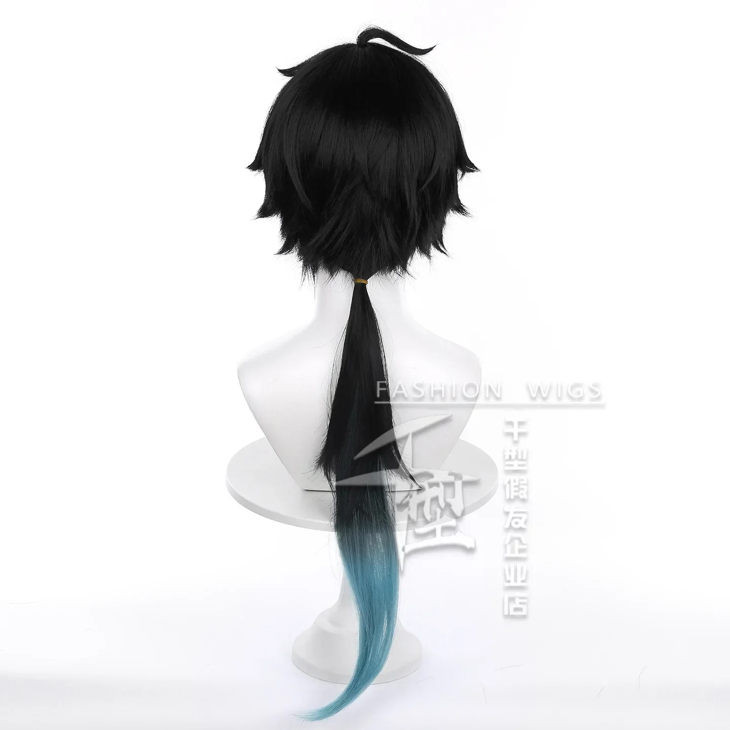 Dan Heng Cosplay Pruik Blauw Zwart Gradiënt Paardenstaart Haar Voor Man Vrouw Spel Rol Dress Up Pruik Comic-con Toneelkostuum Accessoires