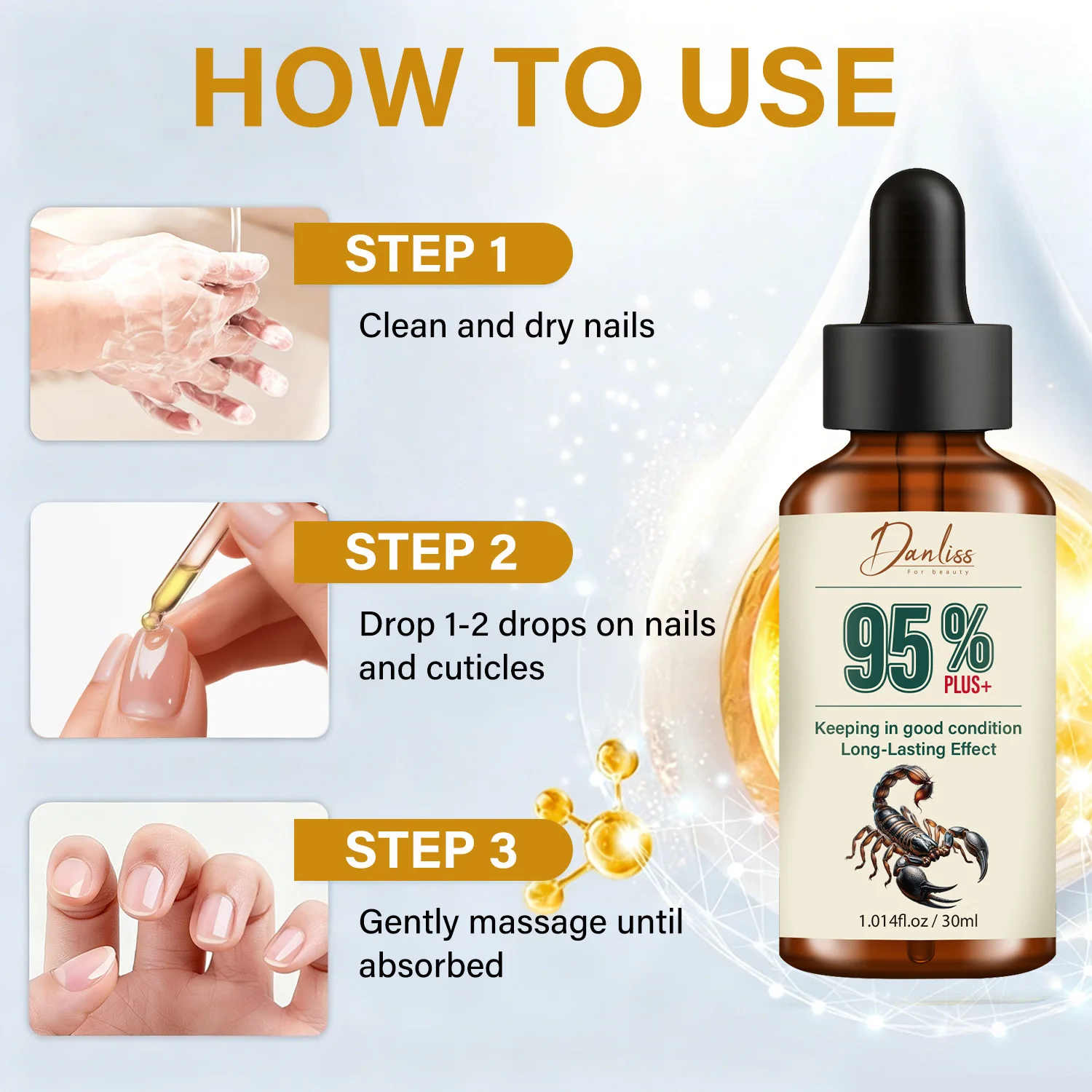 95% Plus+ Scorpion Venom Nail Care Serum -Strengthening Treatment with Jojoba, Sweet Almond Oil & Vitamin E. view 5