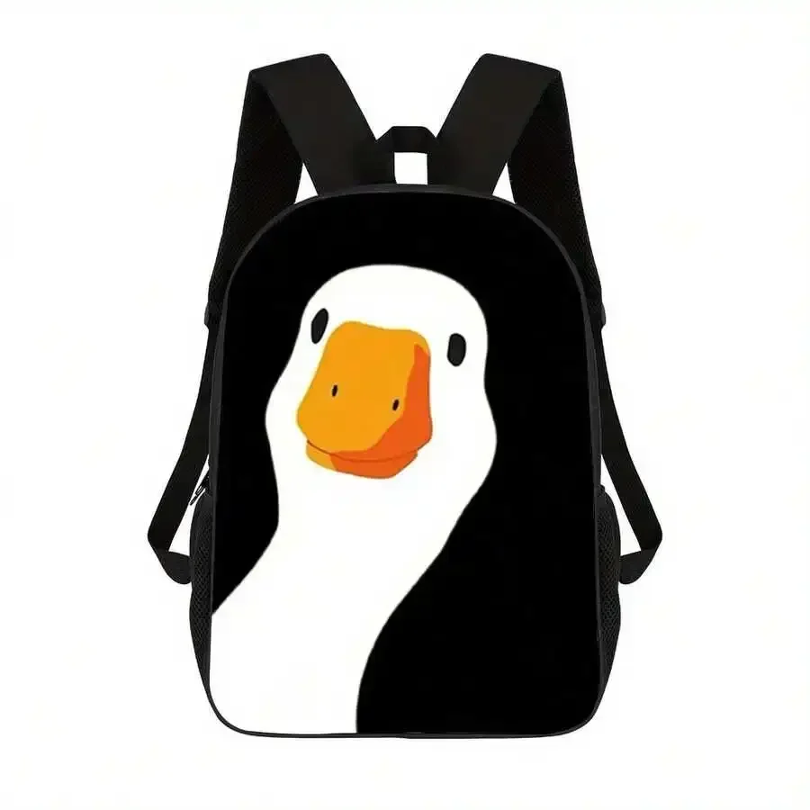 Custom Bag Duck Pattern Backpack: Casual Student School Bag, Unisex - Lightweight, Zipper Design, Adjustable Shoulder Straps, Co