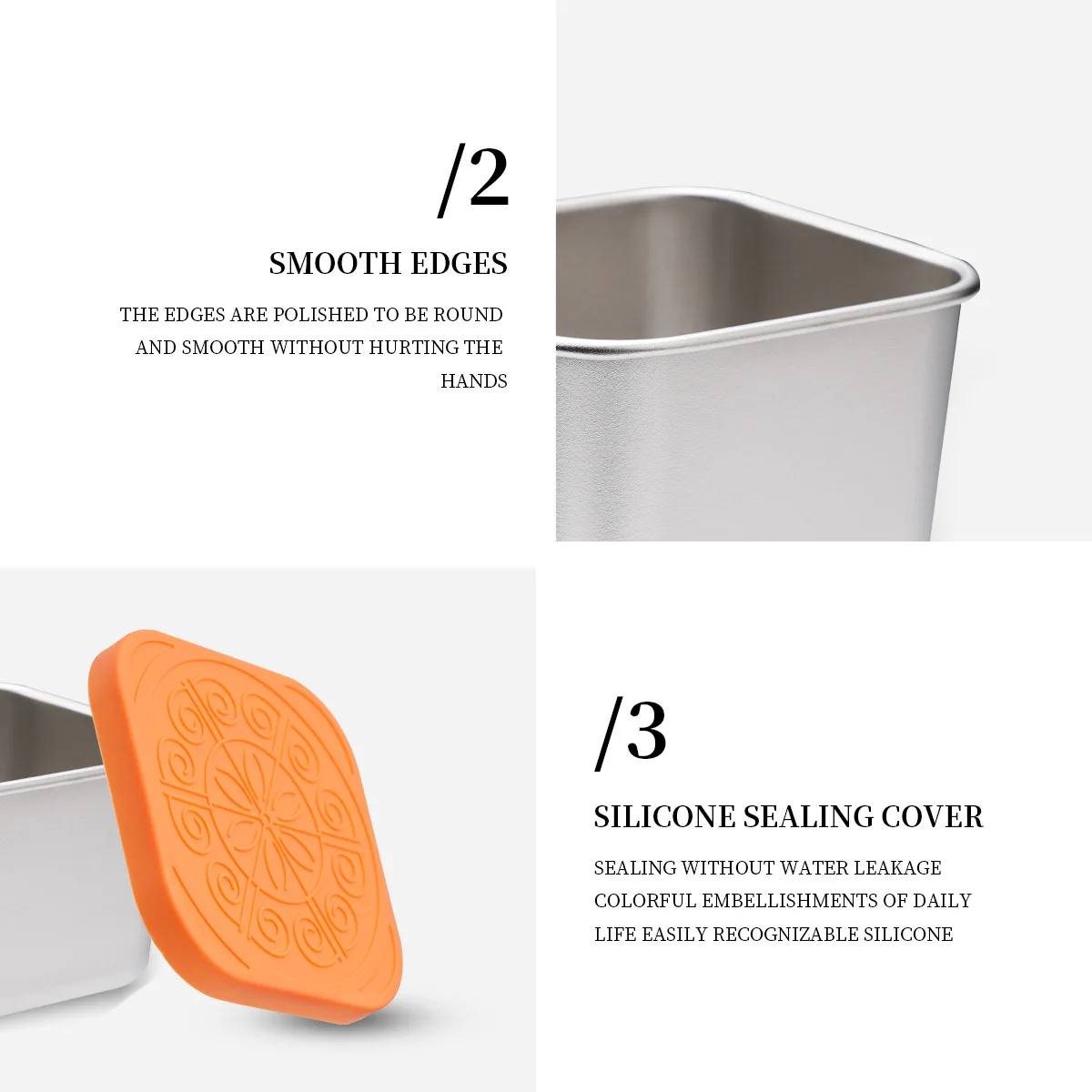 6個セット 漏れ防止 6オンス ステンレス製 スナックランチコンテナセット 小型食品保存容器 シリコン蓋付き