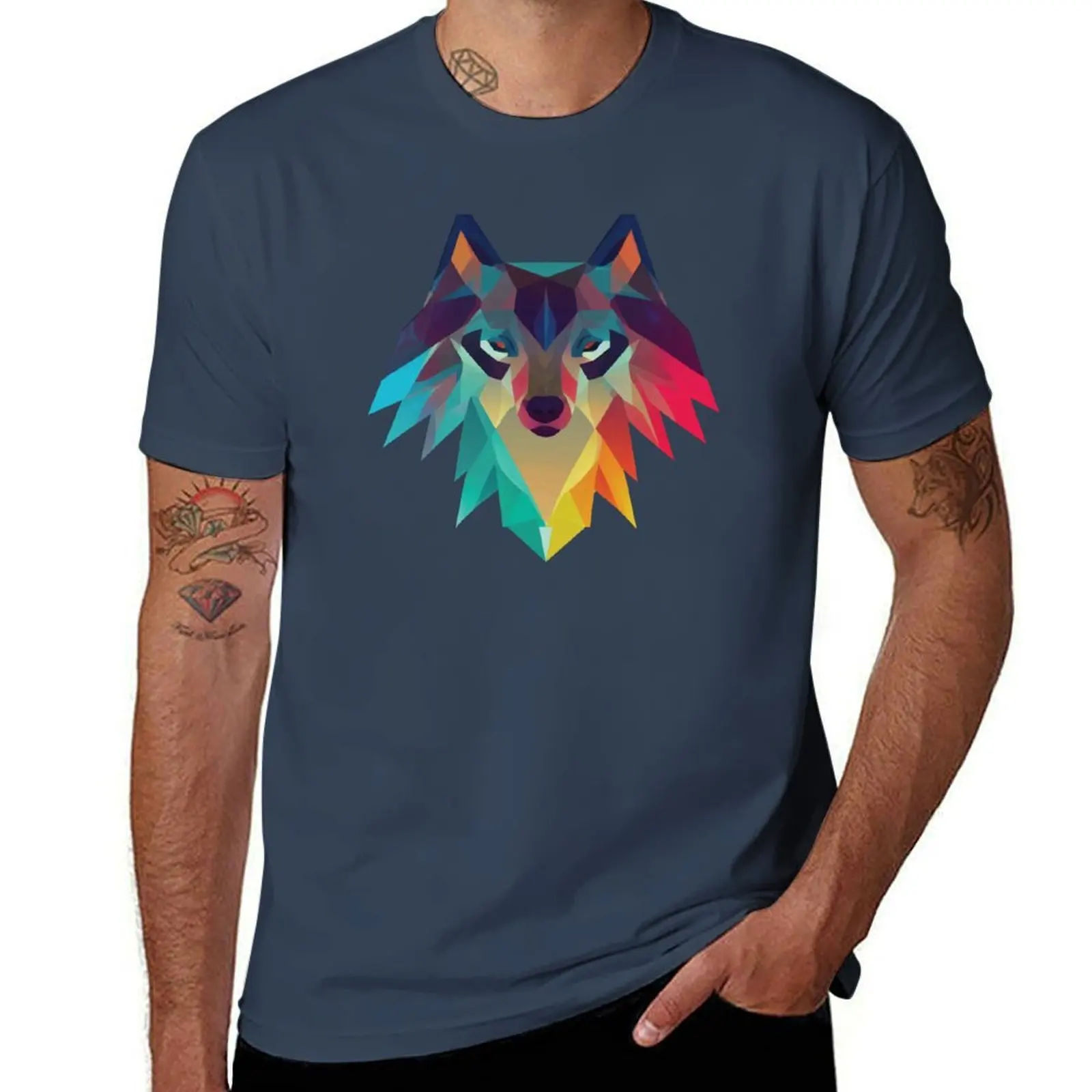 

Rainbow Wolf T-Shirt cotton t shirt pack man graphic t shirt T-Shirt