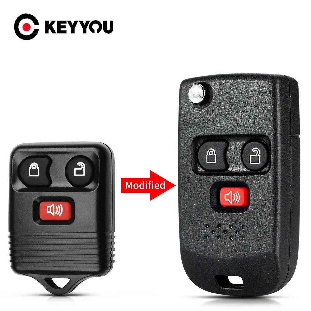 KEYYOU 2 With Plus Modified Car Remote Key Shell Fit For Ford Escape F150 Explorer 2001 2007 Auto Smart Control Key Case