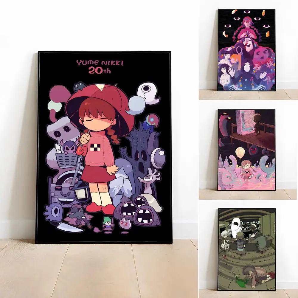 Game-Yume Nikki Poster Poster Room Wall Art Decor Waterproof Stickers For Home Bar Bedroom Decoration