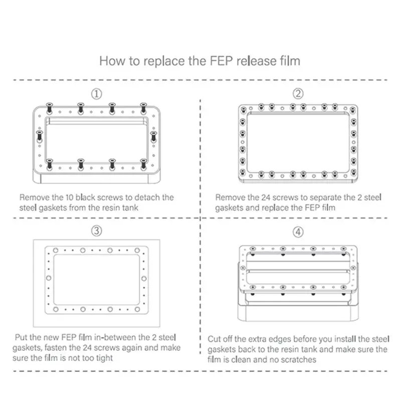 A64Z 6 PCS FEP Film 3D Printer Spare Parts Accessories FEP Film For Mars 2, Mars 2 Pro Photon Mono, Mono 4K, 200 X 140 X 0.15Mm