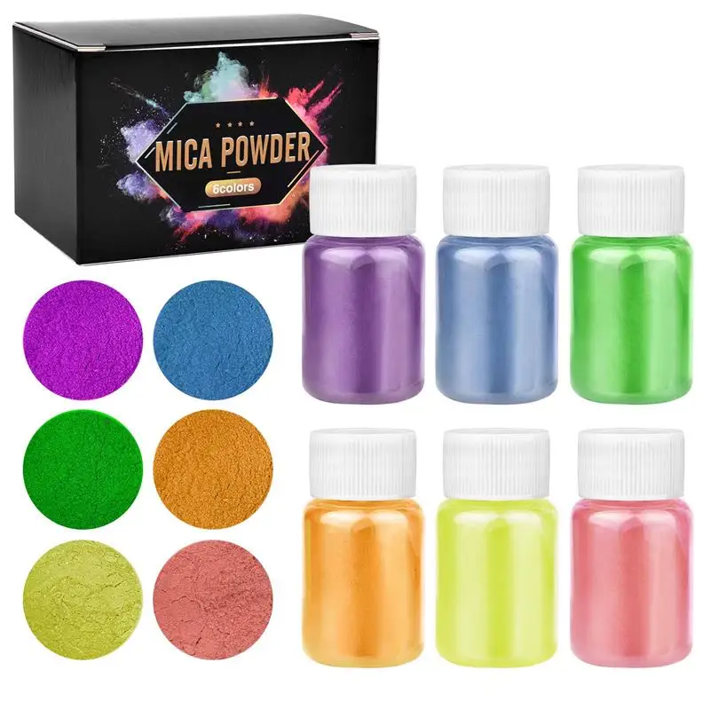 6-delige set epoxyhars kleurstof mica poeder gepoederde pigmenten set hars mica parelmoer hars parel doos verpakt micas kleurstoffen hars