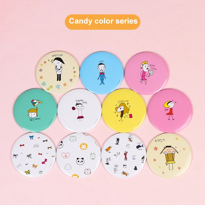 1~20PCS Colorful Cartoon Small Mirror Portable Pocket Makeup Mirror Portable Makeup Glass Mirror Project Decoration Festival