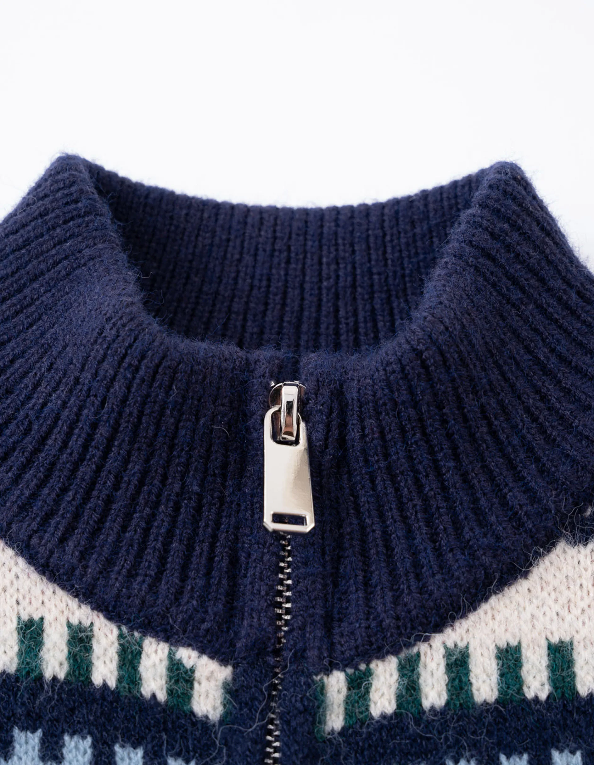 Boys Girls Vintage Fair Isle Pattern Knit Cardigan, Full‑Zip Stand Collar Long Sleeve Sweater Coat, Soft Warm Autumn Winter Kids