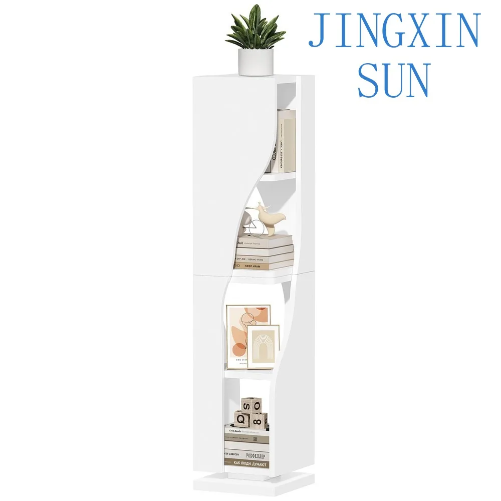 360 ° Rotating Bookshelf Bookcase Corner Display Storage Spinning Style