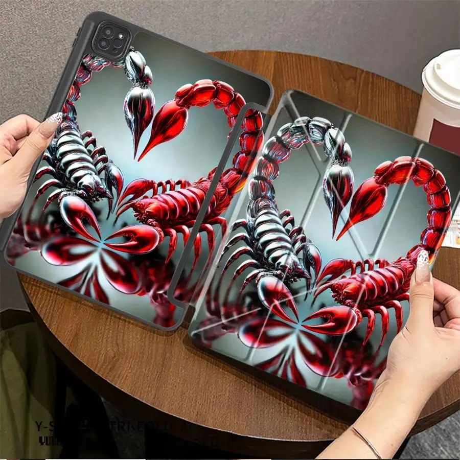 

Чехол для планшета iPad Air 4 5 M3 M2 1 2 M4 11 дюймов Mini 6 7 Pro 11th 10th 9th 8th 7th 12.9 дюймов Pro 2025 с держателем, дизайн «Два скорпиона»