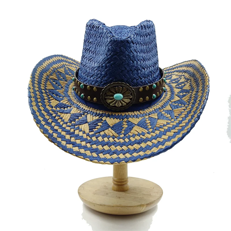 2024 Spring/Summer Spanish Vintage Cowboy Straw Hat Men\'s and Women\'s Hat New Outgoing Sunshade Leisure Versatile Beach Hat