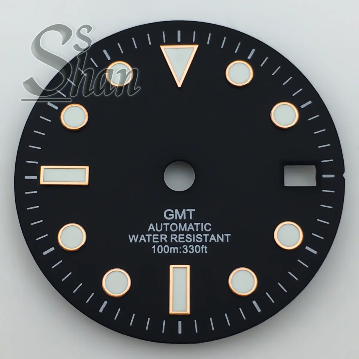 

NH34 29mm GMT green luminous dial features a date window for repairing parts of the NH34A movement wristwatch