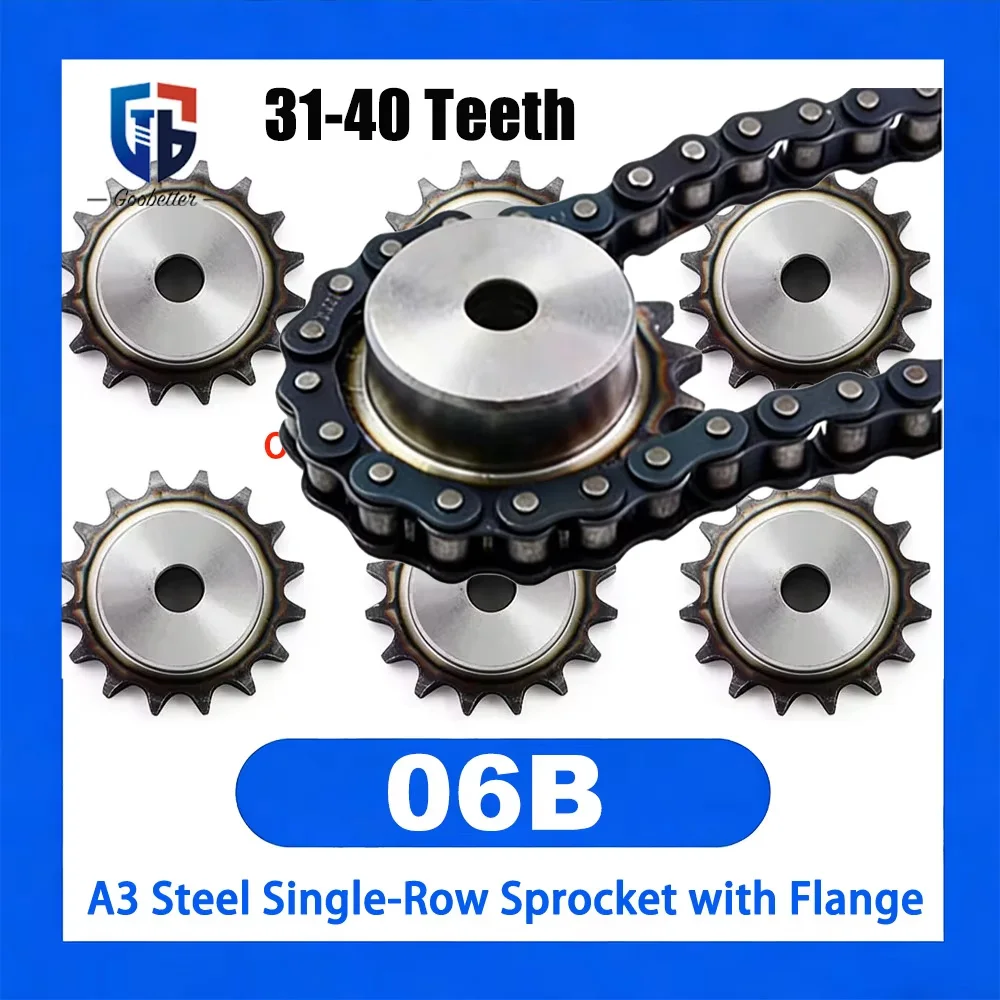 1Pcs A3 Steel 06B Specification Single-Row Sprocket with Flange 31 32 33 34 35 36 37 38 39 40 Teeth for Mechanical Equipment