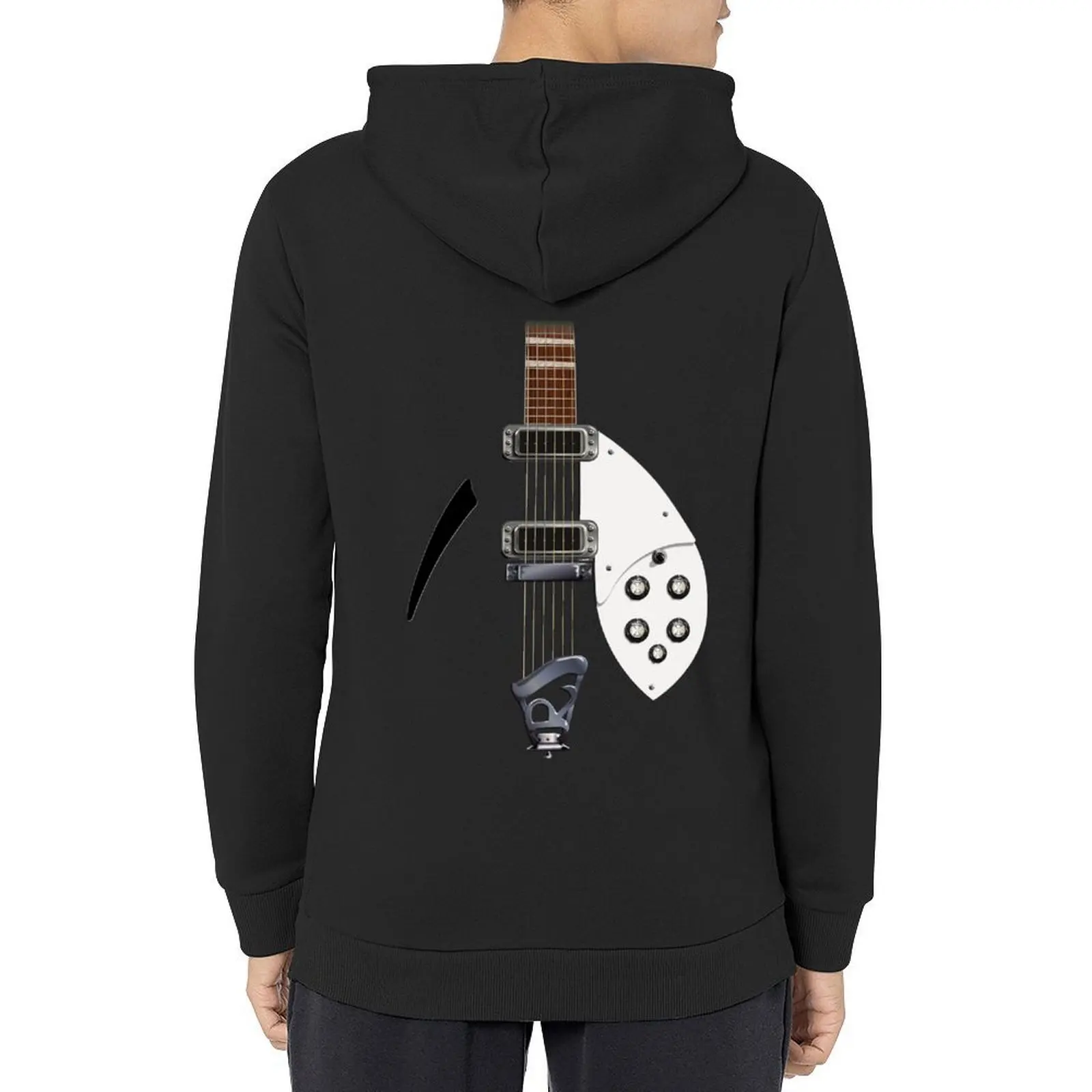 RICKENBACKER STYLE GUITAR التوضيح الرقمي هوديي بلوزة الرجال ارتداء معطف رجالي رجالي مصمم الملابس كبيرة الحجم هوديي