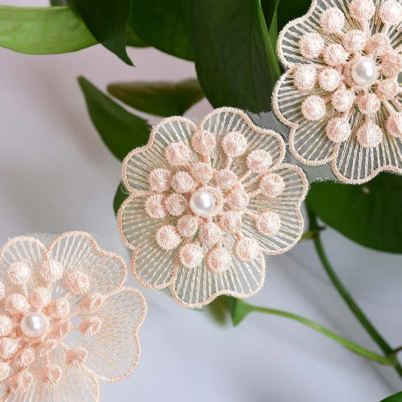 

20 ярдов нашивка с розовым жемчугом и цветком, вышитая кружевная бейка, лента в стиле пэчворк, платье ручной работы «сделай сам», свадебные швейные принадлежности, ремесло