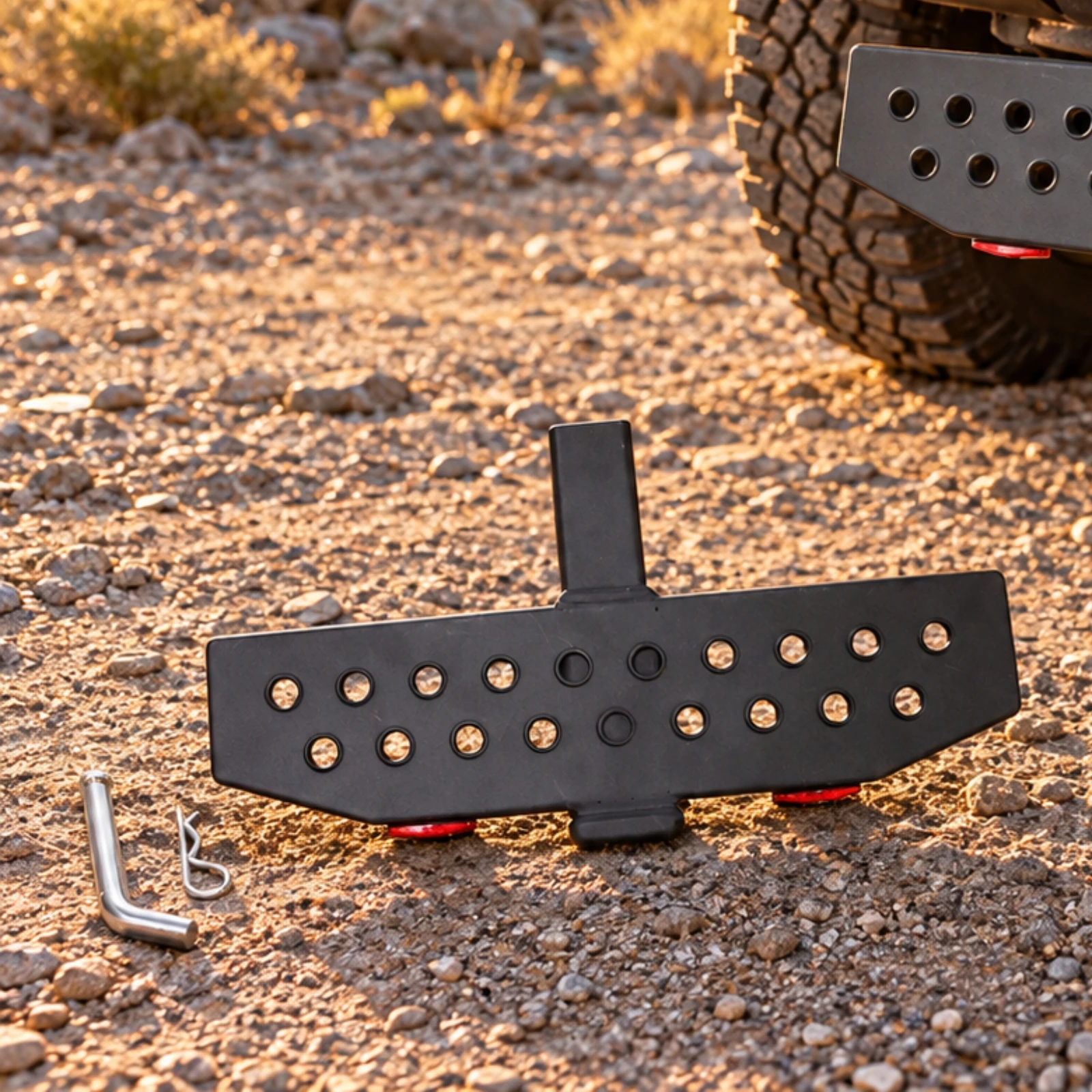 Trailer Hitch Step with 2 Inch Receiver Wide Platform Hitch-Mounted Bumper Step Drainage-Friendly Easy to Install