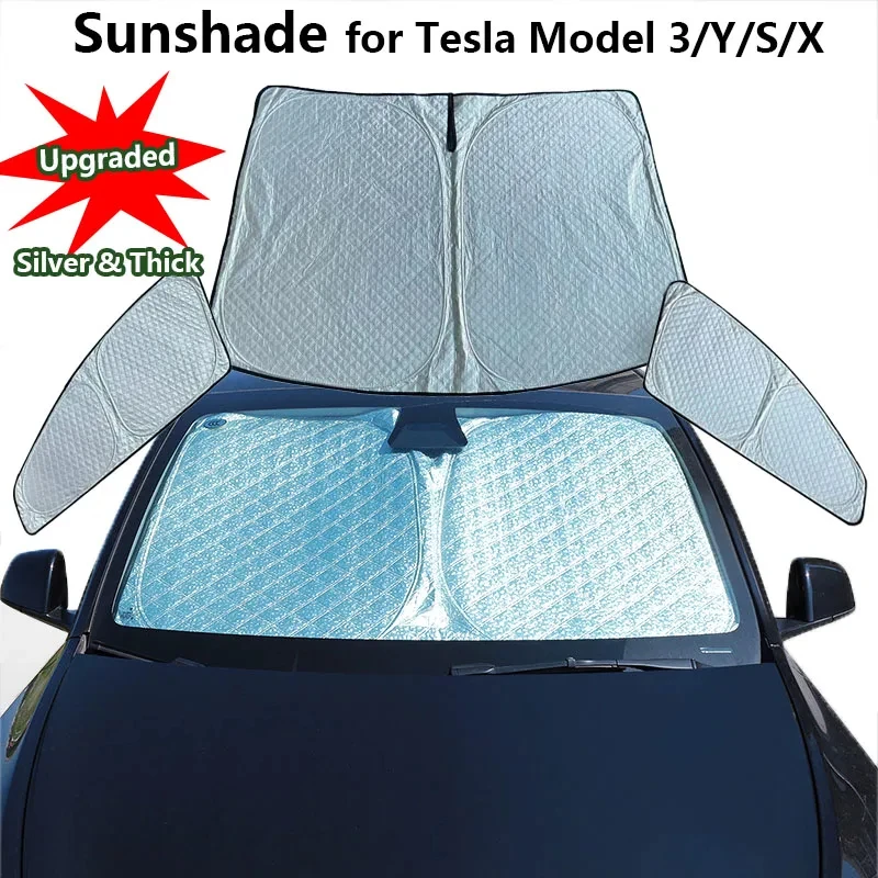 Tesla Model 3 Y S X Sunshade 2024 Newly Upgraded Silver Both Front ant Rear Left and Right Sunshades Isolation UV Sunshades